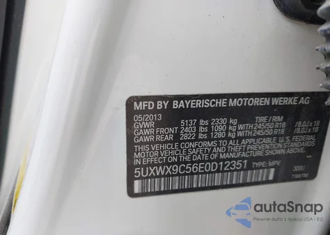 2014 BMW X3 xDrive28I z USA, uszkodzony, nr VIN 5UXWX9C56E0D12351